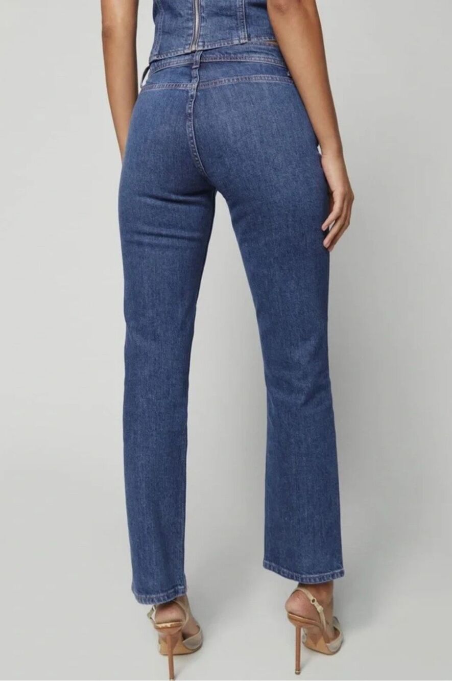Reformation Jeans Julianna Zip Mid Rise Straight Leg Jeans Size 28